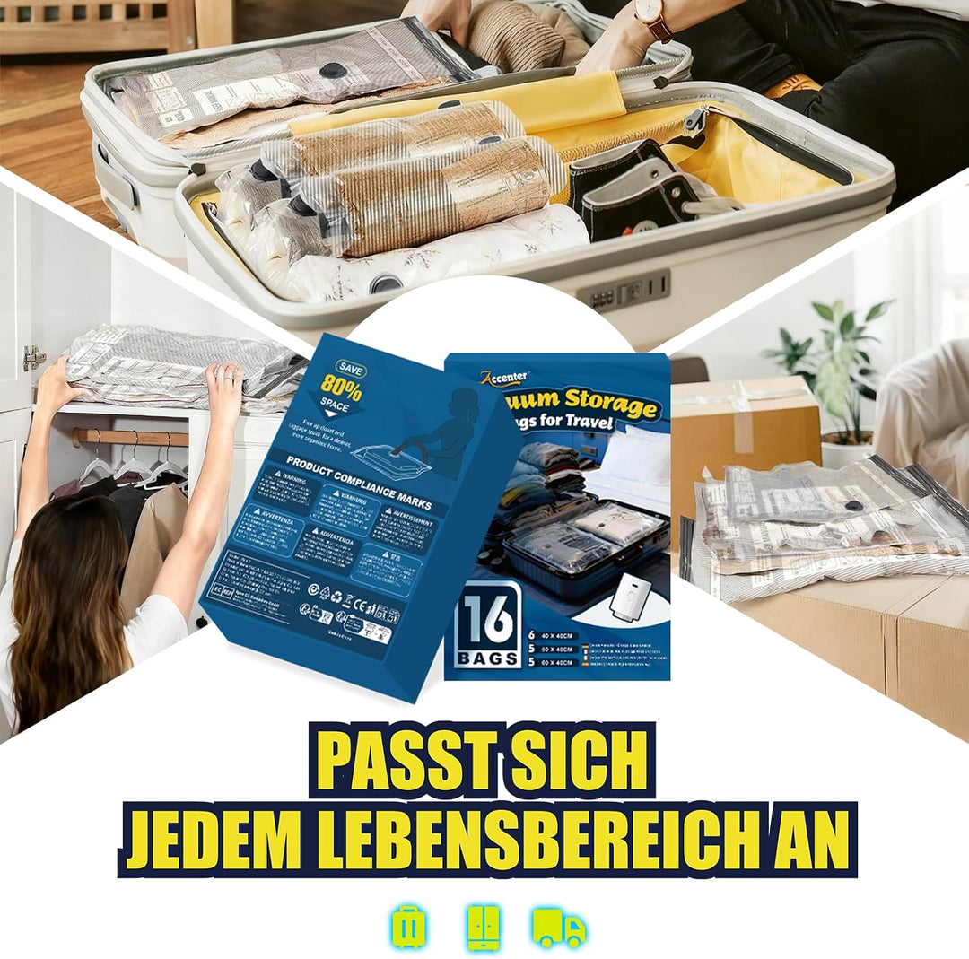 Accenter Vakuumbeutel für Kleidung mit Elektrischer Pumpe,Vakuumbeutel Reise für Koffer Organizer,Kl
