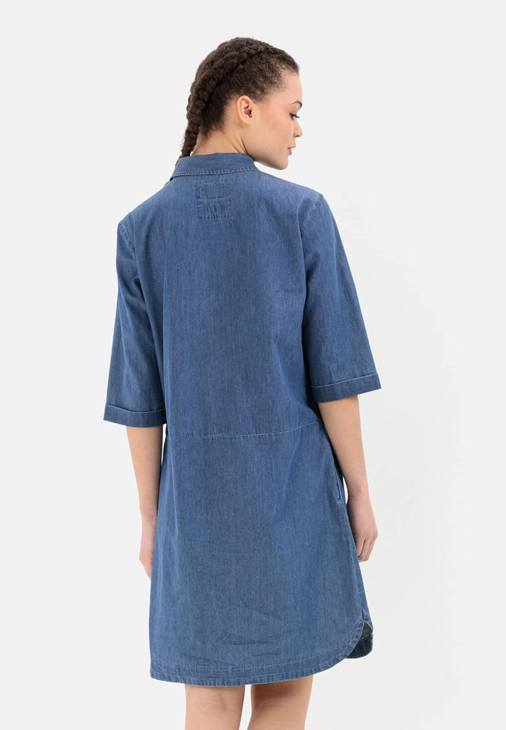 camel active Damen Denim-Kleid aus Organic Cotton XS Blau, XS Blau