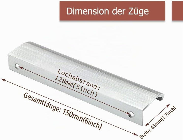 goldenwarm 20x 128mm Möbelgriffe Profilgriff Aluminium Schrankgriffe Modernes Gebürstet Küchengriffe