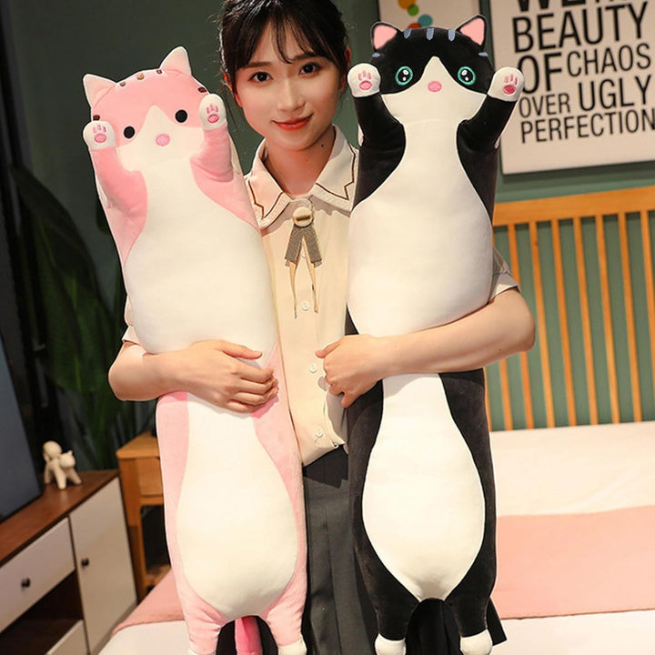 Aiuidun Lange Katze Kuscheltier Stofftiere Katzen Plüsch Kisse Süsse Kätzchen Plüschtier Schlafkisse