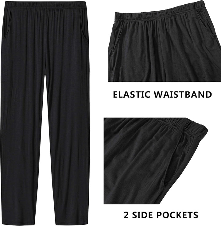 MoFiz Damen Schlafanzughose Lang Pyjamahose Nachtwäsche Weich Loungehose Freizeithose mit Taschen S