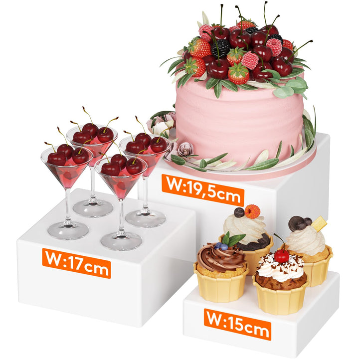 Lifewit Buffet Ständer bis zu 20 cm/8", 3 Stück Kunststoff Display Ständer für Cupcake Dessert Torte