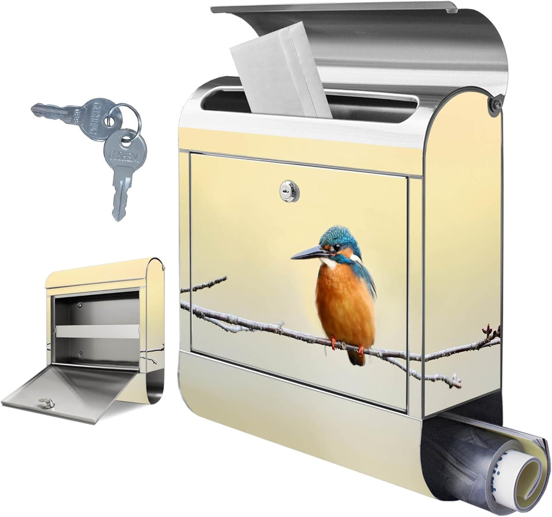 banjado Briefkasten Edelstahl 38x43x12cm & 2 Schlüssel - rostfreier Edelstahl Briefkasten mit Zeitun