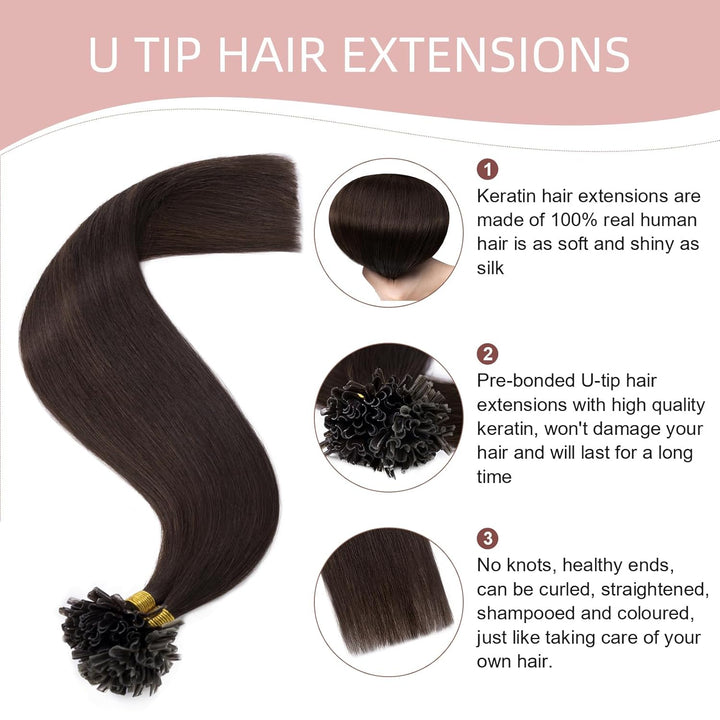 40cm Bonding Extensions Echthaar 0.5g Extensions Echthaar Bondings Haarteile Echthaar Keratin U-Tip