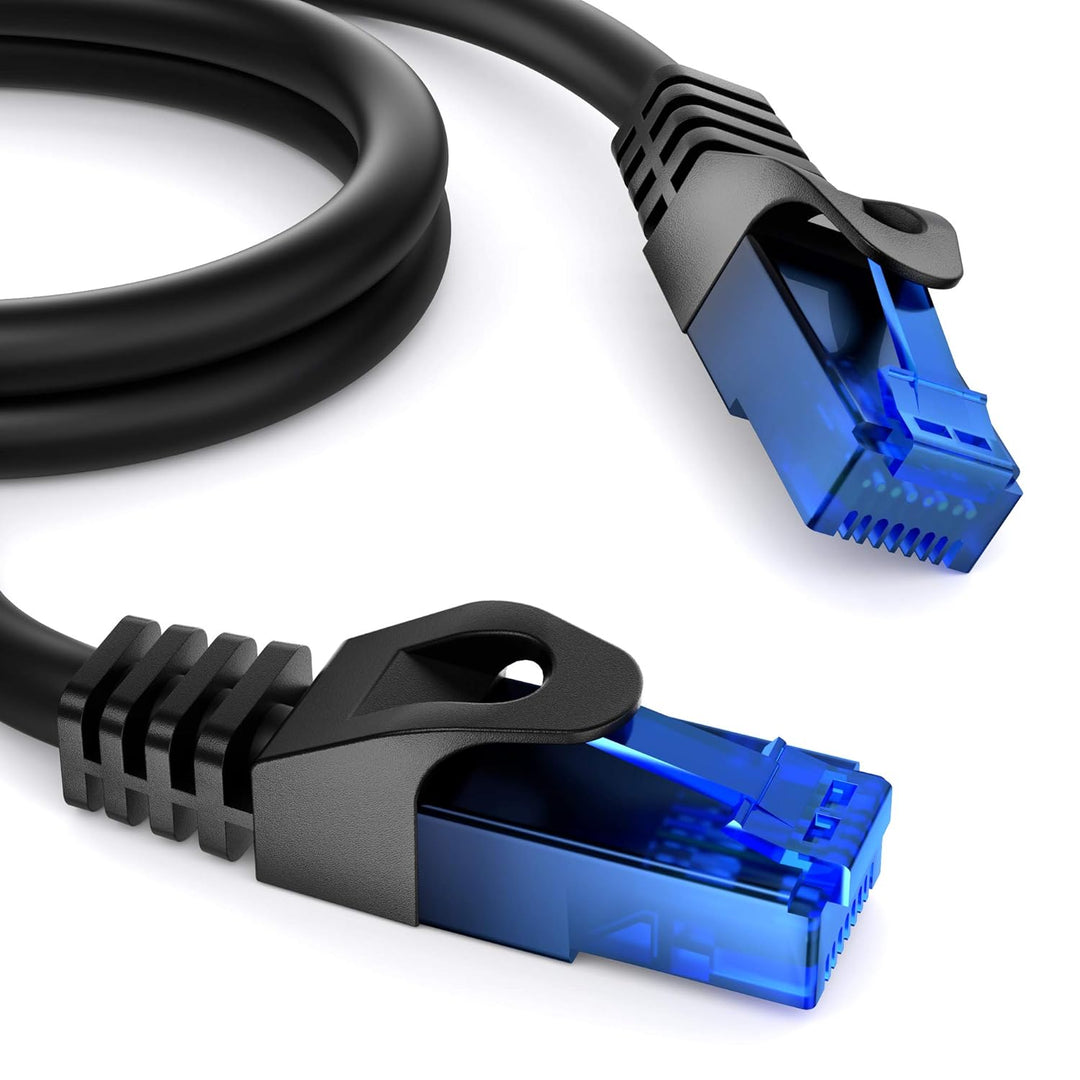 KabelDirekt – LAN-/Netzwerkkabel 10er-Set – 15m – Gigabit, RJ45, Schwarz | 10er-Set Ethernet-/Patchk
