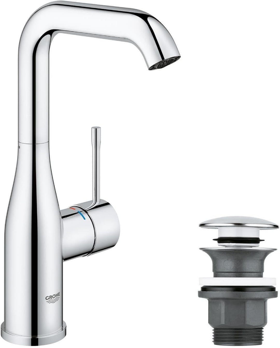 GROHE Essence - Einhand-Waschtischarmatur (wassersparend, Temperaturbegrenzer, L-Size), chrom, 23799