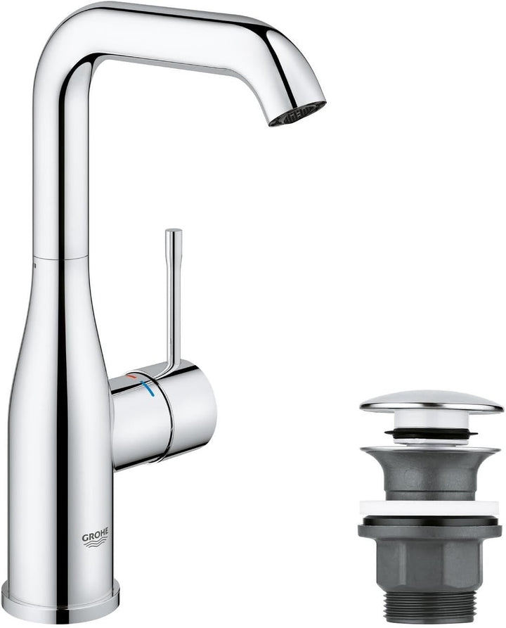 GROHE Essence - Einhand-Waschtischarmatur (wassersparend, Temperaturbegrenzer, L-Size), chrom, 23799