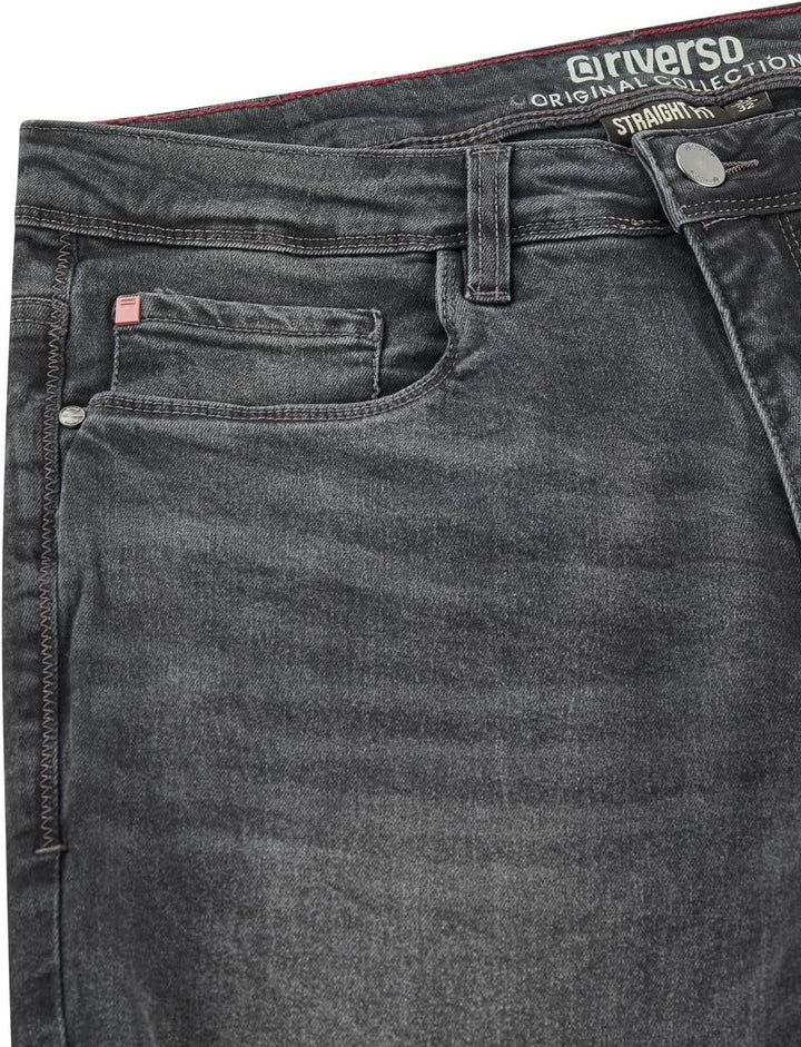 riverso Herren Jeans Hose RIVChris Straight Fit Jeanshose Baumwolle Denim Stretch Schwarz Blau Grau