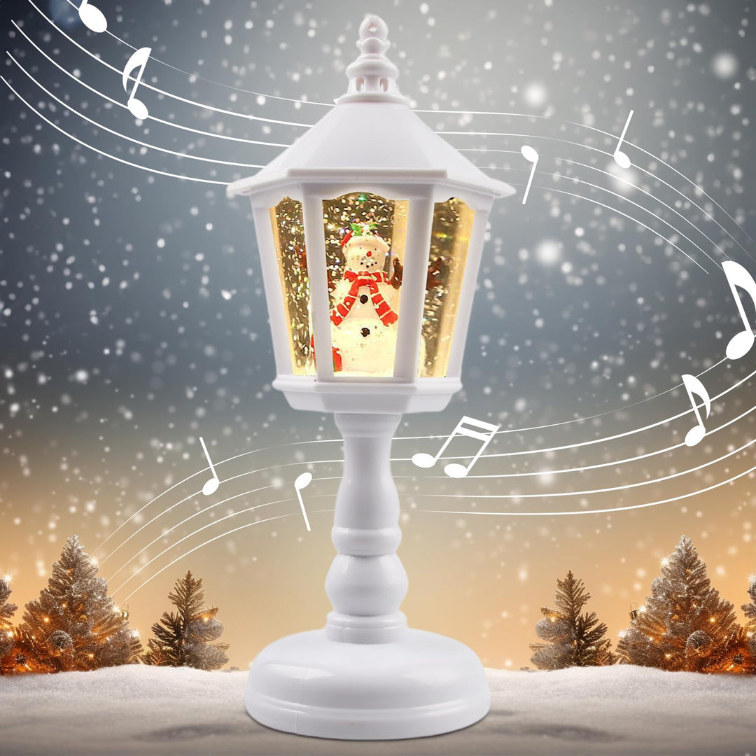 Weihnachts Schneelaterne mit Musik, Schneekugel Laterne Weihnachtskerze, Vintage Weihnachten Wasser