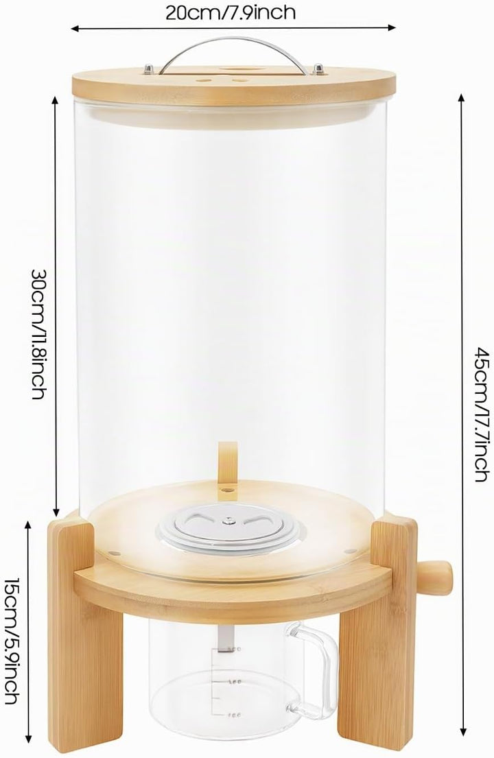 Getreidebehälter - 7.5L Müslispender Getreidespender Reisspender mit Messbecher - Lebensmittelspende