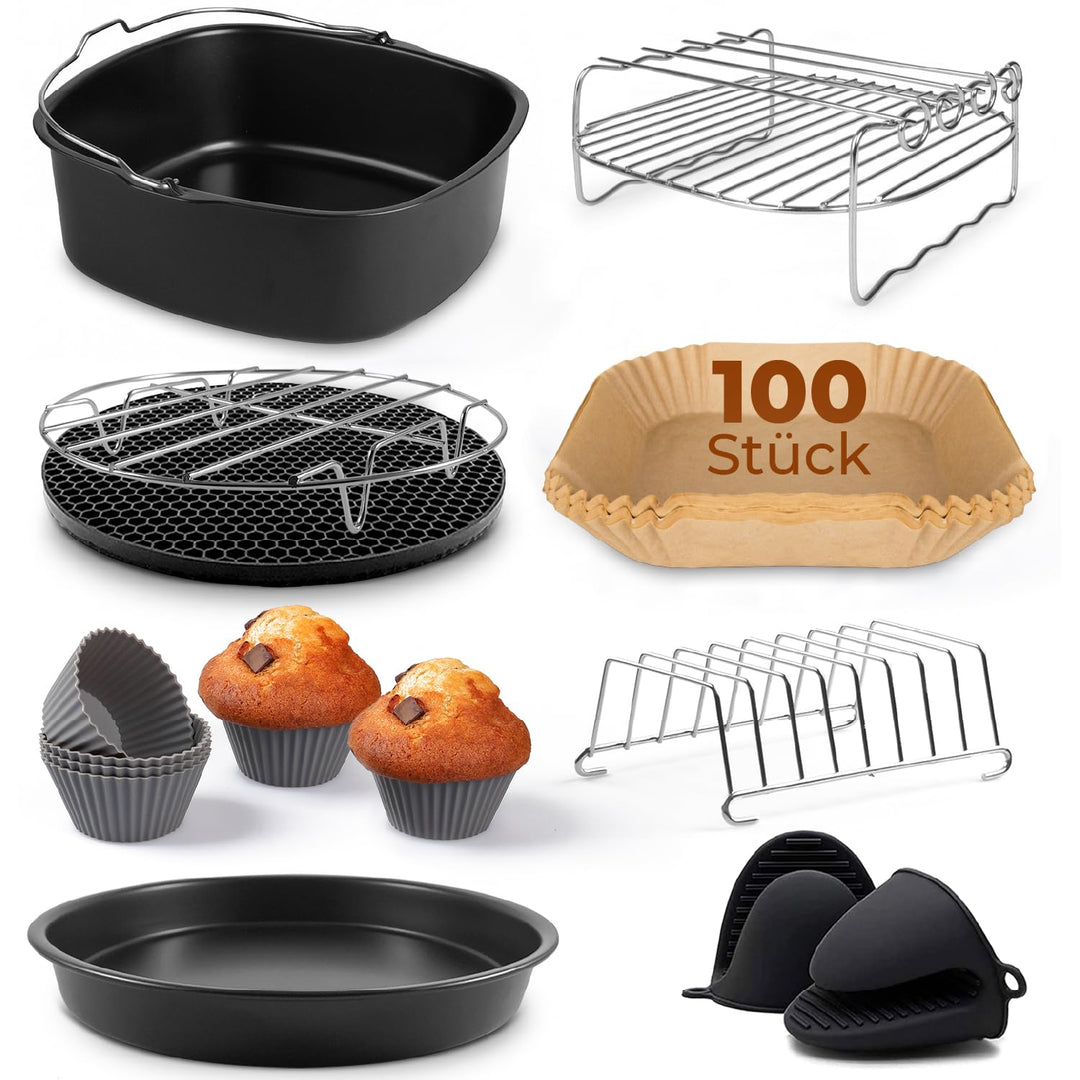 Fentic Airfryer zubehör – heissluftfritteuse zubehör – XL und XXL – Passend für Philips, COSORI, Pri