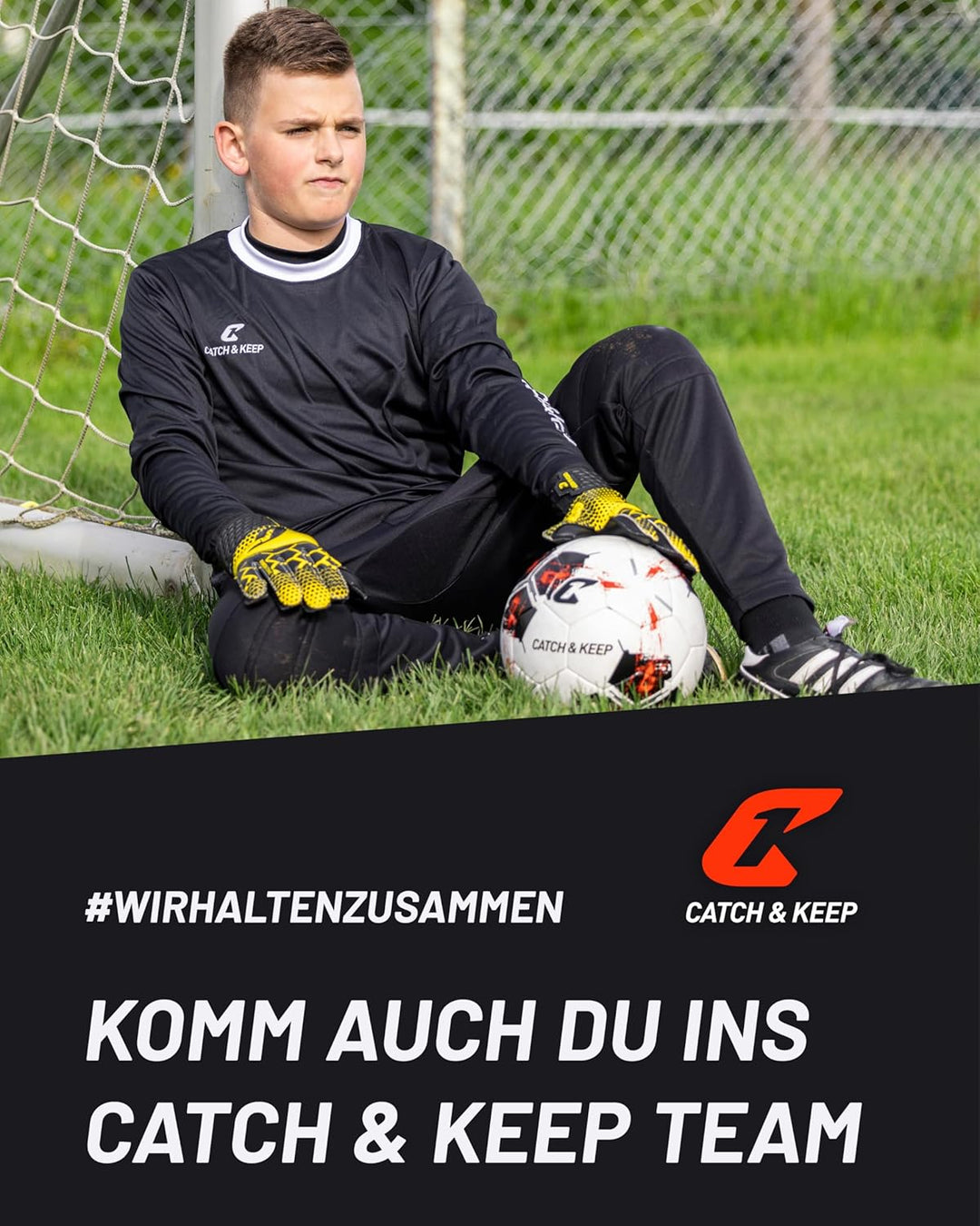 CATCH & KEEP® Protector – Fingerschutz Kinder Torwarthandschuhe - Premium Torhüterhandschuhe für Kin