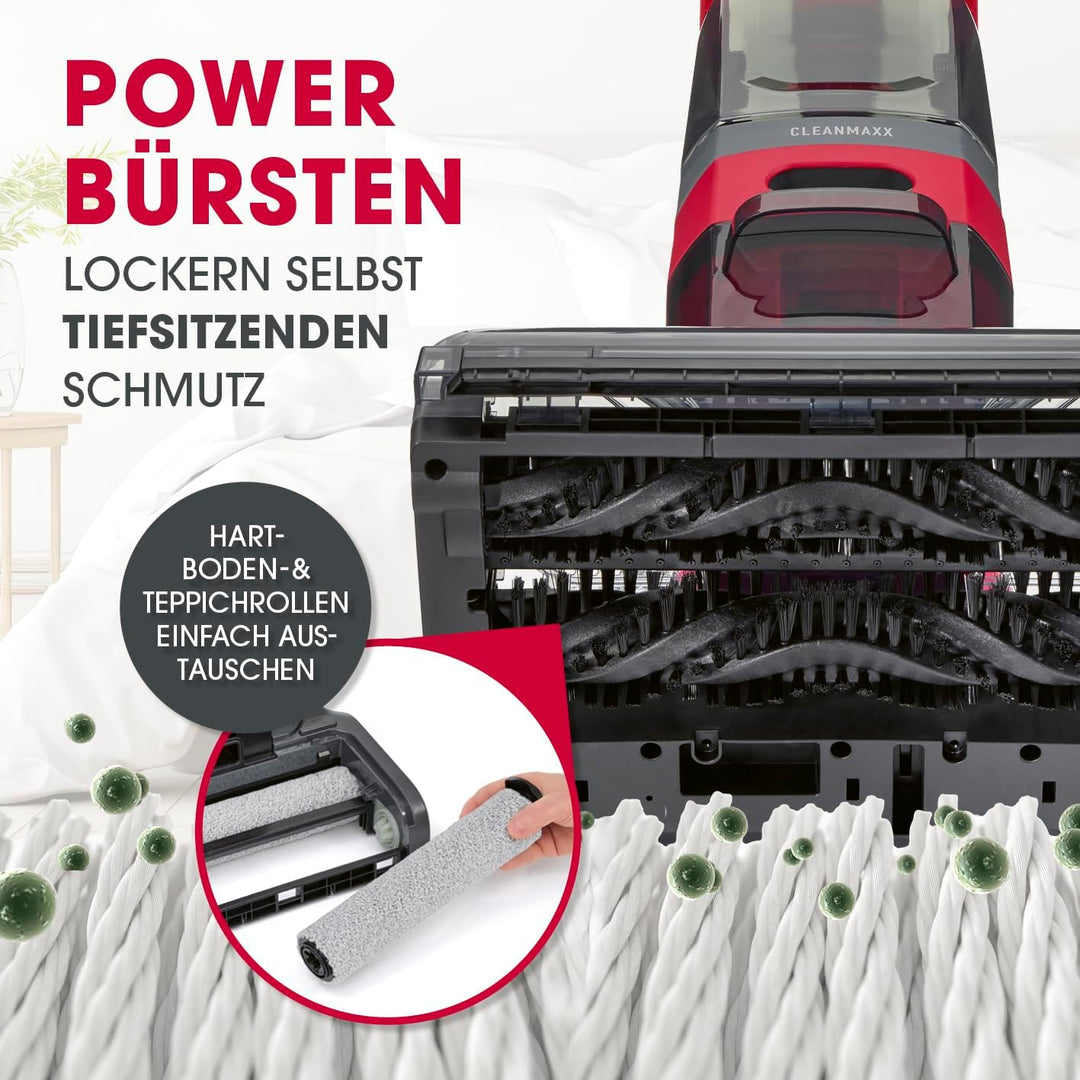 CLEANmaxx AquaStream Plus DUO Teppichreiniger | 3in1 Bodenreiniger für Teppich, Hartböden & als Pols