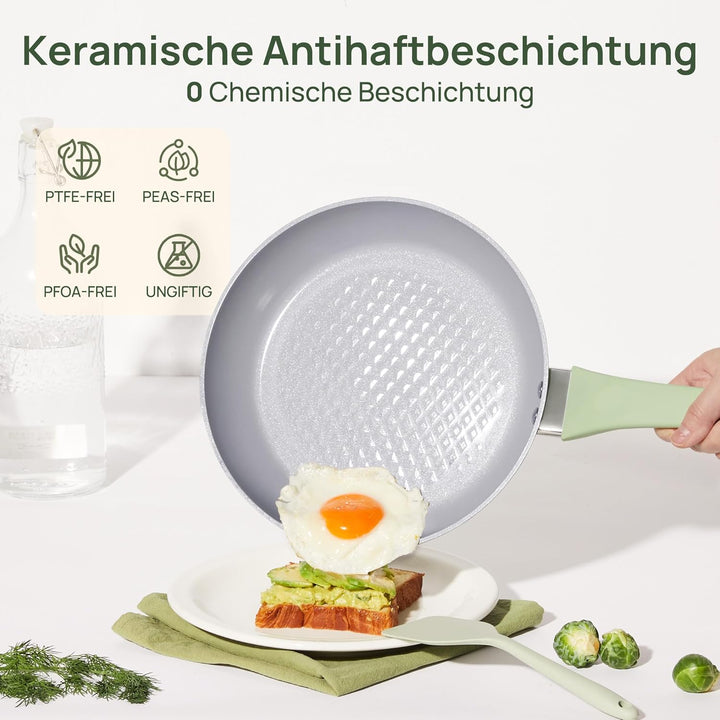 KOKHUB Antihaft Keramik Bratpfanne 28 cm mit Deckel, PFAS & PTFE & PFOA Frei Pfannen, Gesund und Ung