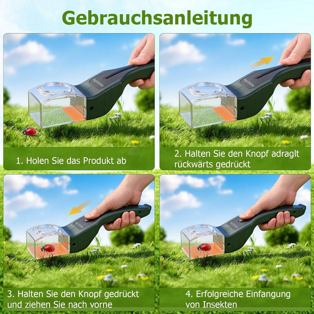 Insektenfänger, Apritsce 2 Stück Tragbarer Insektenfänger Lebend mit Lupe, Handgehaltene Insekten Sa