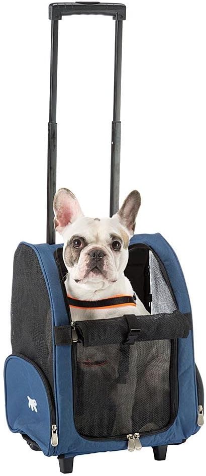 Transportbox für Kleine Hunde und Katzen Trolley mit Rollen, Rucksack für Kleine Hunde Katzen, Teles