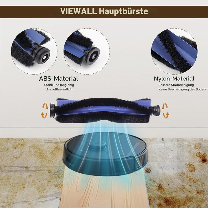 VIEWALL 19 Pack Zubehör für Eufy X10 Pro Omni Staubsauger,1 Hauptbürste,4 Wischtuch-Pads,4 Seitenbür