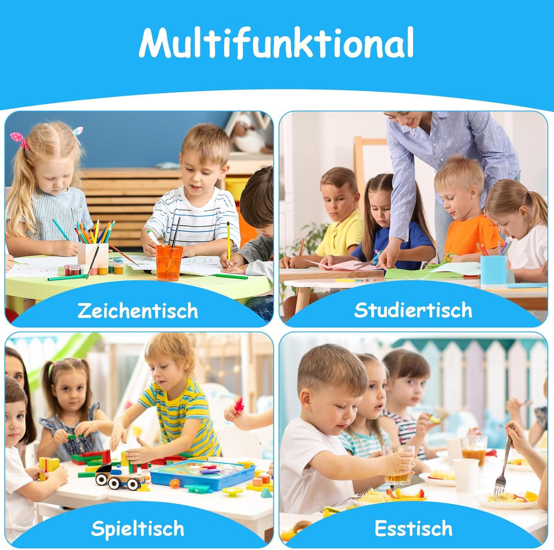 MAMIZO Kindertisch mit 6 Stühlen, Kindertischgruppe Höhenverstellbar, Kinder Tisch Stuhl Set für Kin