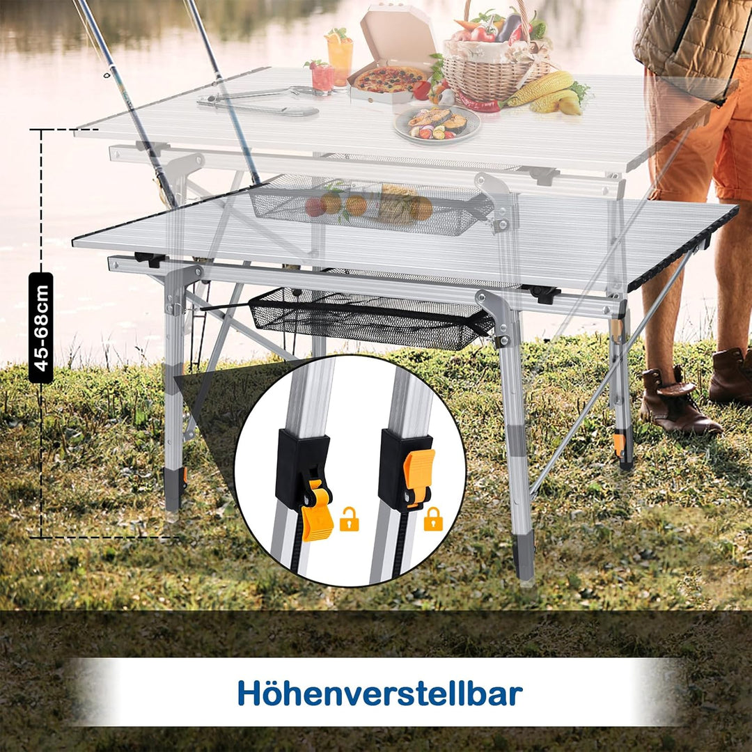 ACXIN Campingtisch Faltbar - Klapptisch Camping Tisch mit Aluminiumrahmen Aufrollbare - Tischplatte