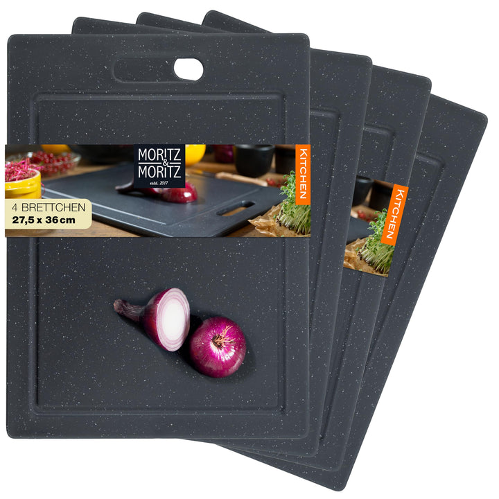 Moritz & Moritz 4x Schneidebretter Kunststoff - 36 x 27,5 cm - Schneidebretter BPA frei - Küchenbret
