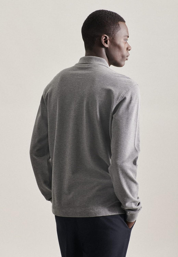 Seidensticker Herren Slim Fit Poloshirt Langarm Polo Shirt M Grau, M Grau