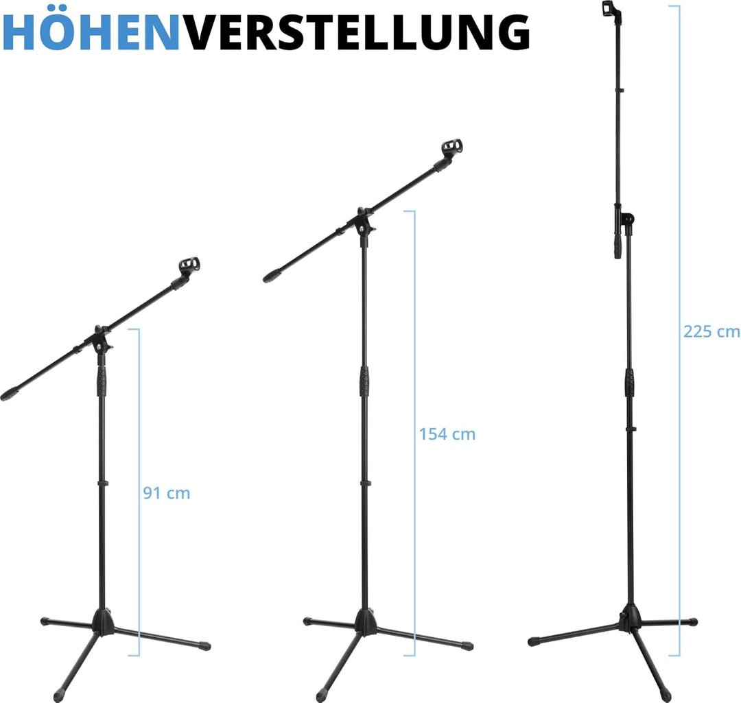 3x SET McGrey MBS-01 Mikrofonständer mit Galgen und Mikrofonklemme (Schwenkarm, höhenverstellbar bis