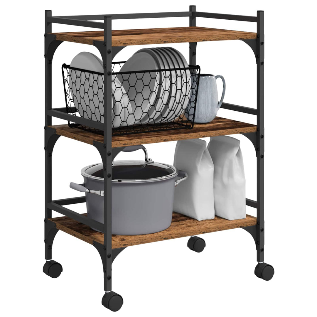 vidaXL Küchentrolley Altholz 50 x 35 x 75,5 cm Holzwerkstoff, Rollende Küchenkarre, Holz-Wagen, robu