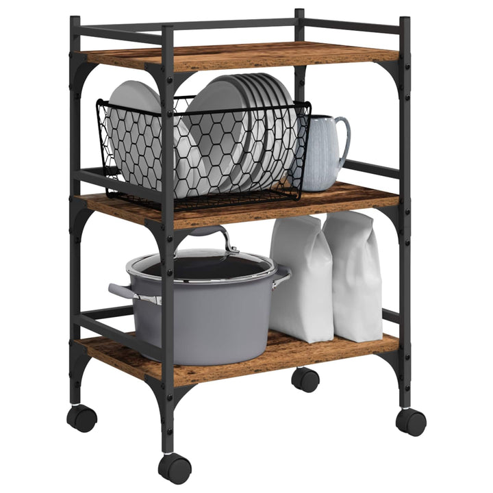 vidaXL Küchentrolley Altholz 50 x 35 x 75,5 cm Holzwerkstoff, Rollende Küchenkarre, Holz-Wagen, robu