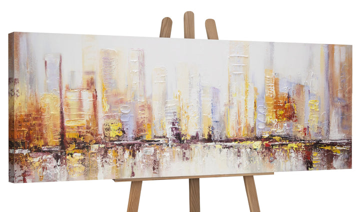 YS-Art Abstrakt Stil Acryl Gemälde auf Leinwand Megapolis Grossstadt handgemalt Wandbilder Wohnzimme