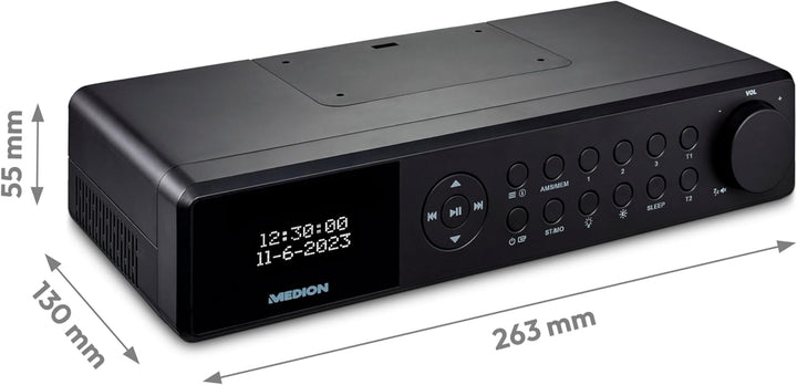 MEDION E6660 Küchen Unterbauradio (DAB+ Küchenradio, PLL UKW Radio, Bluetooth, LED Lichtleiste, Unte