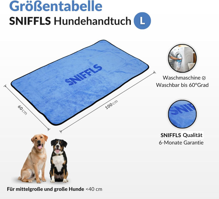 Sniffls® Premium Hundehandtuch (2er-Pack, Weich u. Waschbar) Extra saugfähig und schnell trocknendes
