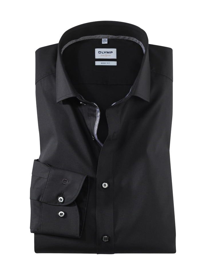 OLYMP Herren Businesshemd Langarm Level.Five.Body.fit,Einfarbig,Body fit,Royal Kent 37 Schwarz 68, 3