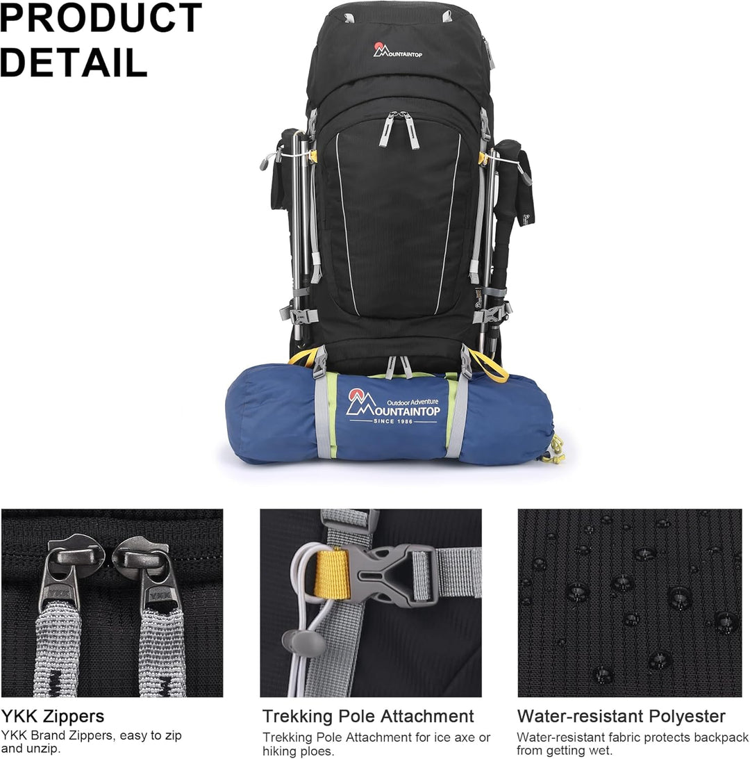 Mountaintop Trekkingrucksack 60L Wanderrucksack Herren Damen Reiserucksack Grosser Rucksack mit Rege