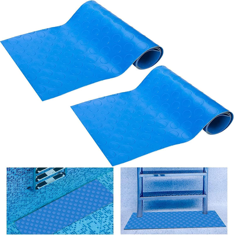 2 Stück 90x23CM Schwimmbadleitermatte,Pool schutzmatte,Anti Rutsch Leitermatte für Schwimmbäder,Schu