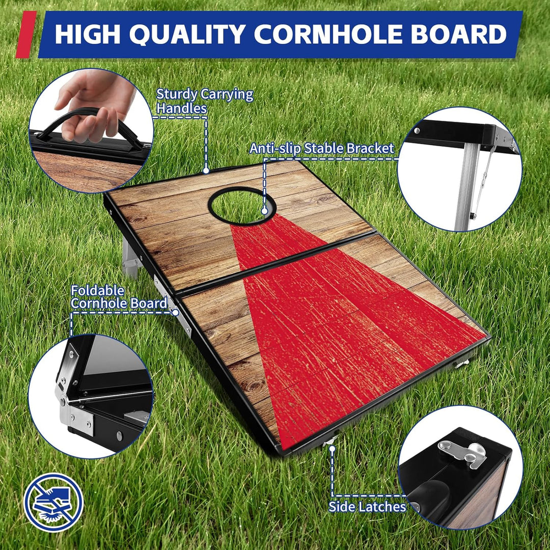 NZQXJXZ 3 x 2FT Aluminium Cornhole Set Outdoor, 2 in 1 Cornhole Game mit 8 Sitzsäcken &amp; Tragetasche