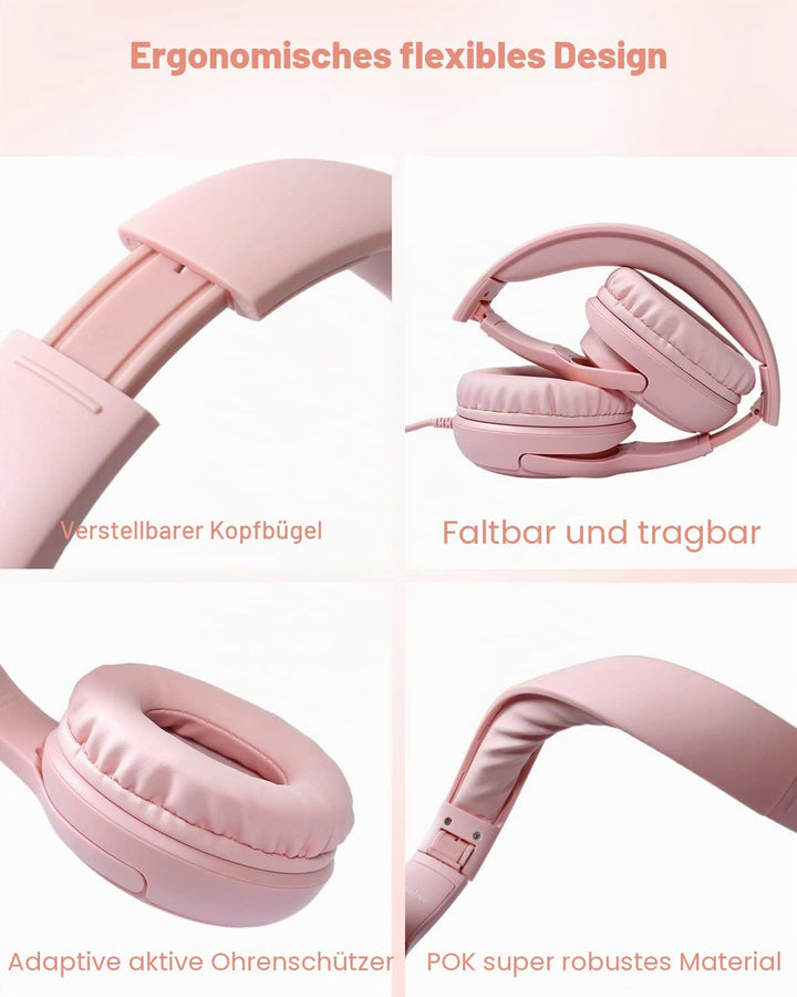 Kopfhörer Kinder, Kabel Kinderkopfhörer mit Mikrofon, Over Ear kopfhörer Kinder 85/94dB Lautstärkenb