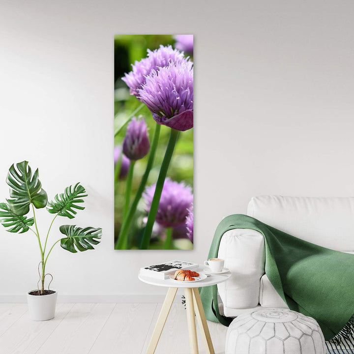 Leinwandbild XXL Garten Wandbild Kunst Blumen Violett 60x150 cm Leinwandbild 60x150 cm Violett_c, Le
