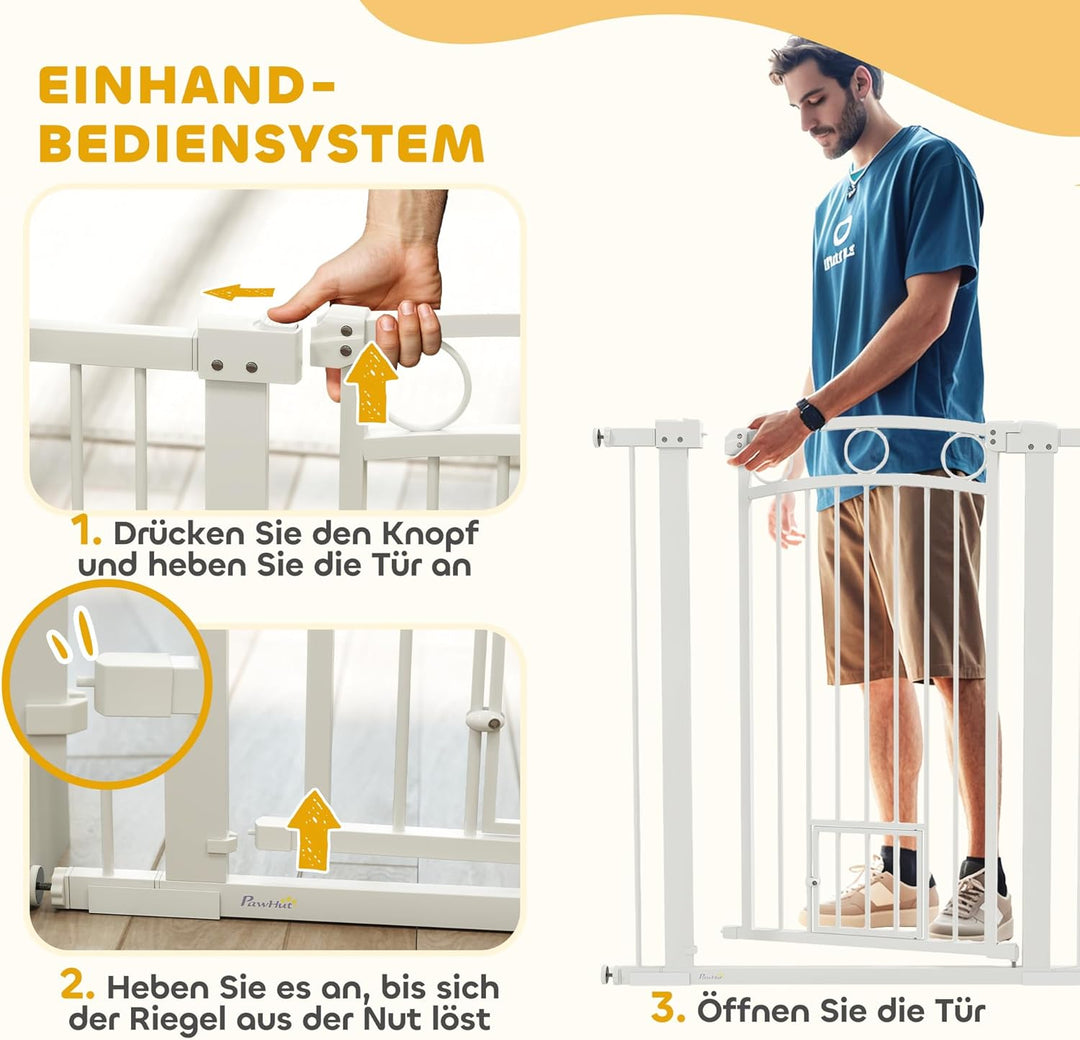 PawHut Türschutzgitter 106cm Treppenschutzgitter Türgitter ohne Bohren Treppengitter für Breiten 76-