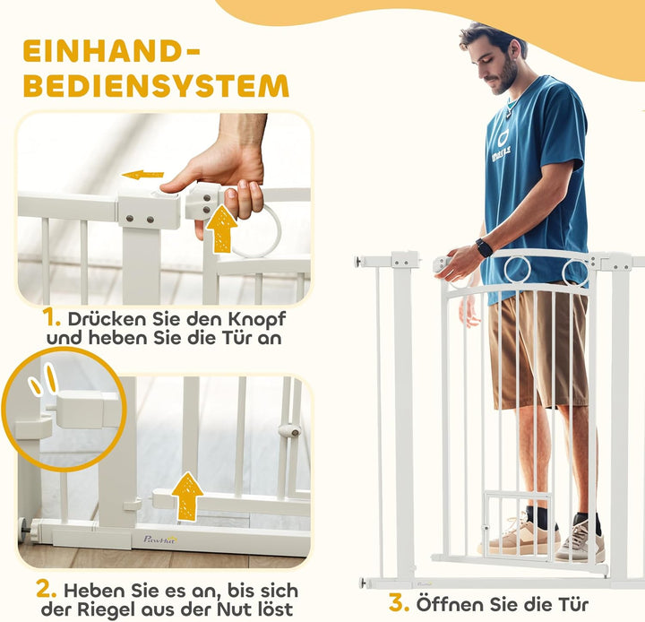 PawHut Türschutzgitter 106cm Treppenschutzgitter Türgitter ohne Bohren Treppengitter für Breiten 76-