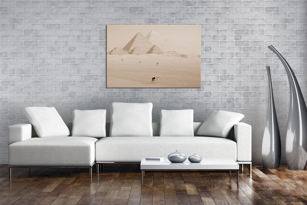 deyoli Pyramiden von Gizeh Format: 80x60 Effekt: Sepia als Leinwandbild, Motiv fertig gerahmt auf Ec