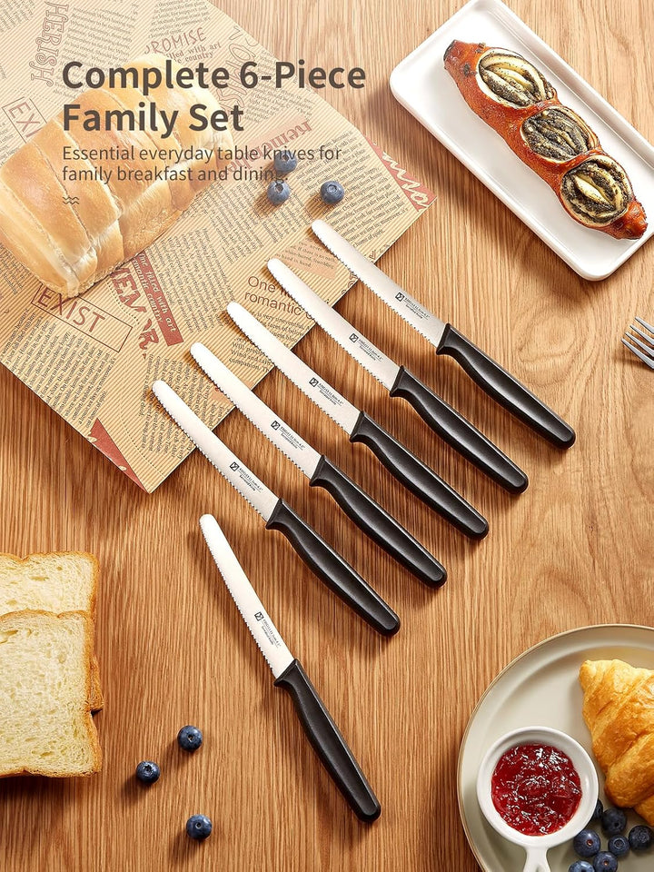 Yabano 6er Set Frühstücksmesser Brötchenmesser Tomatenmesser