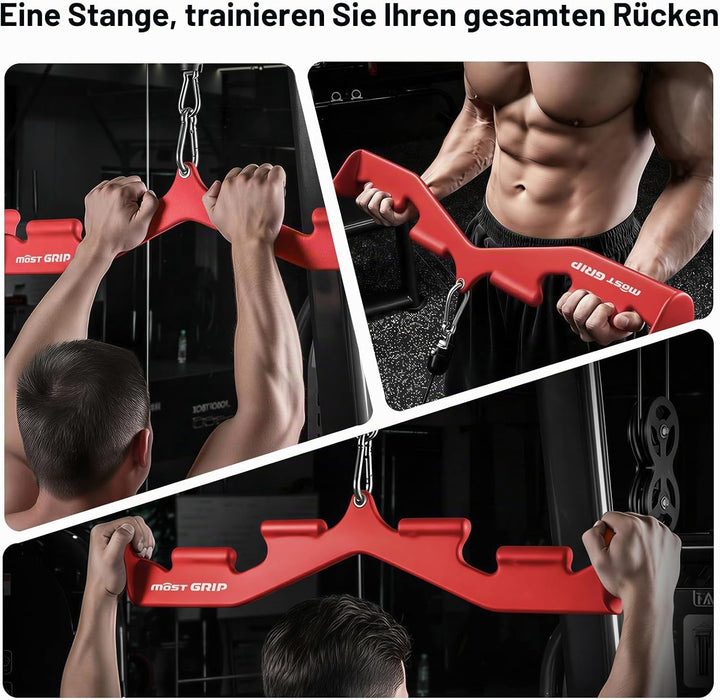 Latzugstange mit 6 Ergonomischen Griffen, Rutschfest Latzug Griff für Das Fitnessstudio Zu Hause, La