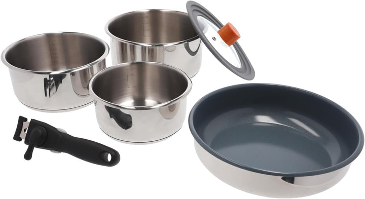 BERGER BlueOak Topfset Induktion 6-TLG. | stapelbares Kochtopf Set mit Pfanne, Glasdeckel & Pfanneng