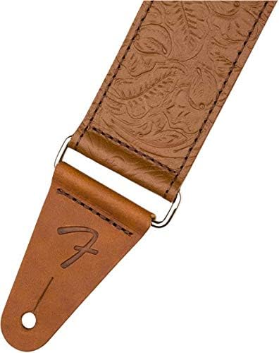 Fender© Tooled Leather Strap, 2", Brown, S Braun, Braun