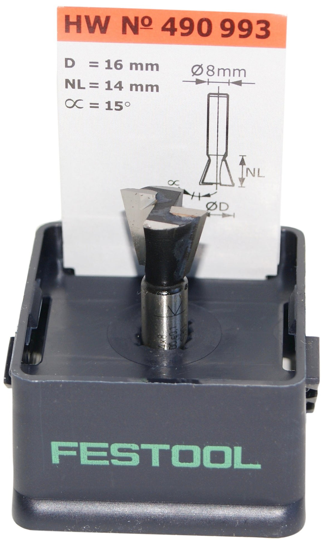 Festool Grat-/Zinkenfräser HW S8 D16/13,5/15°, HW S8 D16/13,5/15°