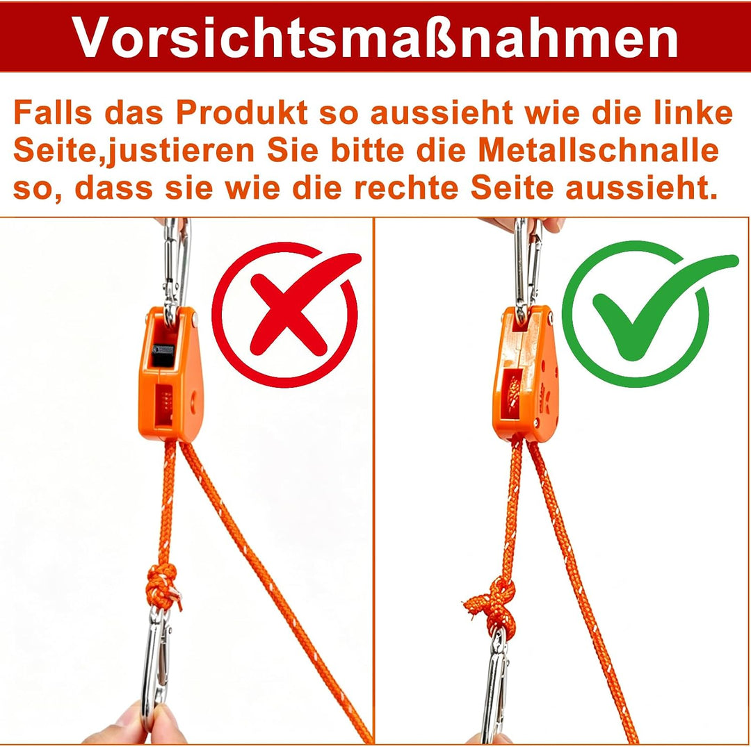 6 Stück 4m Seilratsche mit Haken and Schraubheringe | mit seilspanner, Einstellbare Ratchet Hange 1/