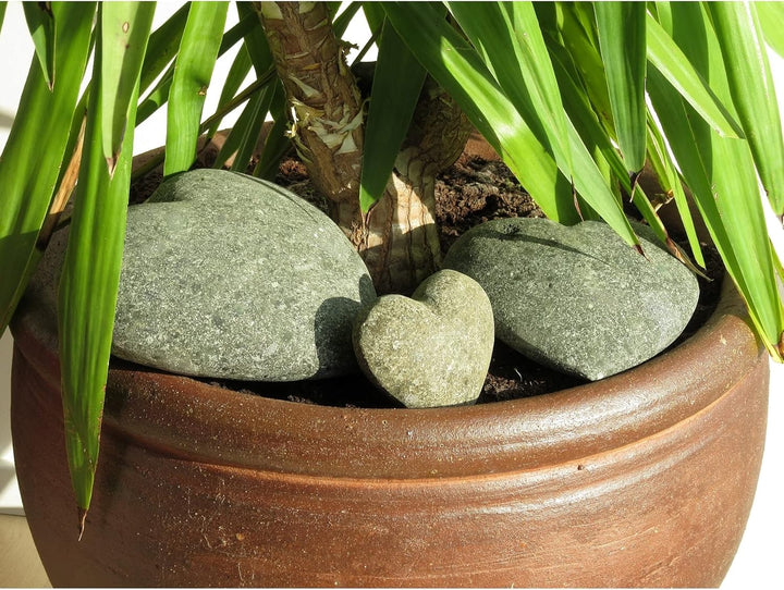 STONE art & more Exklusives Stein Herz Naturstein Ø 15cm Garten Deko Grabschmuck Steinmetzarbeit Uni