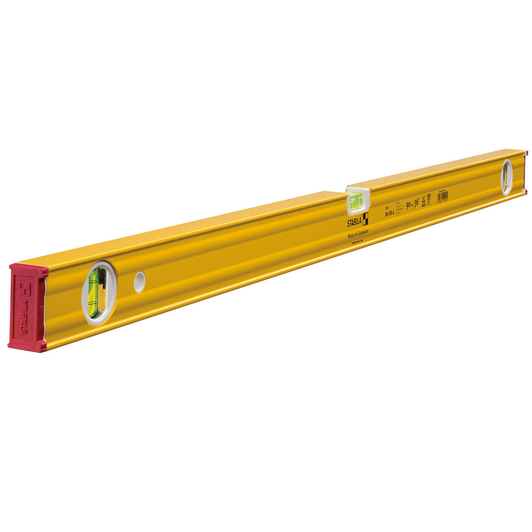STABILA Wasserwaage Type 80 AS-2, 90 cm, verstärktes Alu-Profil, 1 Horizontal-Libelle, 2 Vertikal-Li