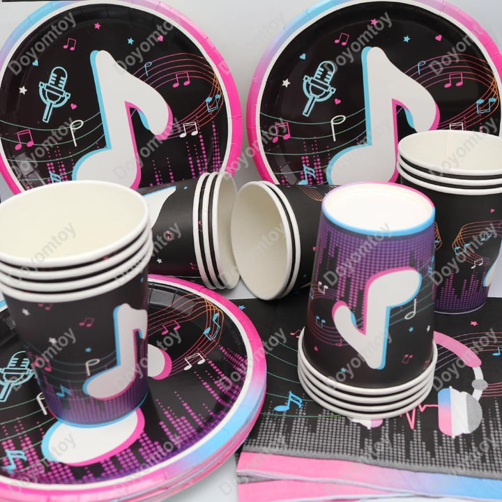 Musik Geburtstag Deko,Doyomtoy 50 Stück Musiknoten Partygeschirr Set Cake Topper Musik Geburtstag Pa