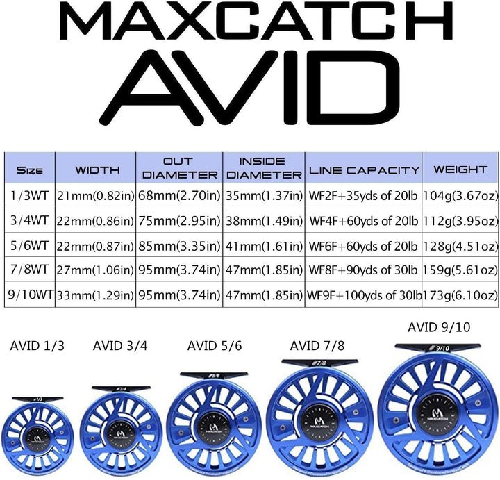 MAXIMUMCATCH Fliegenfischen Ersatzspule der Avid Fliegenrolle, 3 Farbe in 1/3, 3/4, 5/6, 7/8, 9/10wt